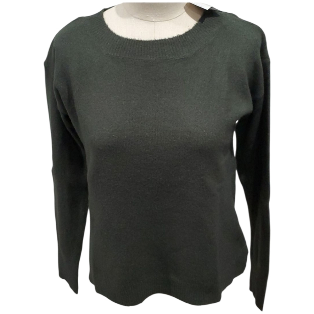 NEW Cable & Gauge Army Green Knit Sweater | Round Neck, Long Sleeve, Size Small